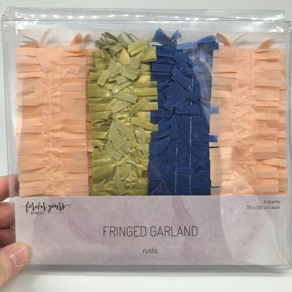 Forever Yours by Nicole Rustic Fringed Garland Blush Gold Blue - Picture 1 of 6